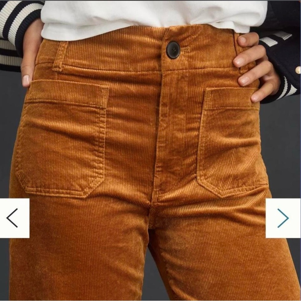 High-Rise Wide-leg Corduroy Jeans in Olive Green by Maeve